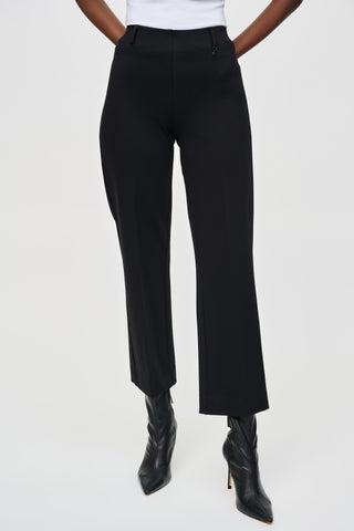 Heavy Knit Straight Pull-On Pants, Black