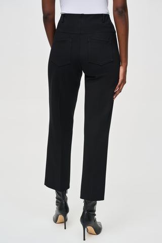 Heavy Knit Straight Pull-On Pants, Black