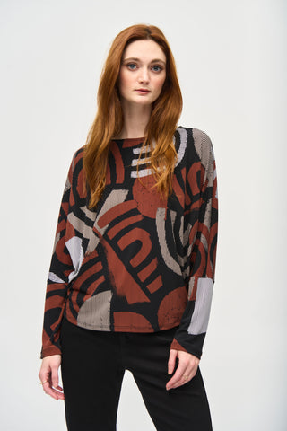 Joseph Ribkoff Printed Dolman Top, Black/Multi - Statement Boutique