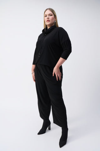 Lantern Cinch Neck Jumpsuit, Black