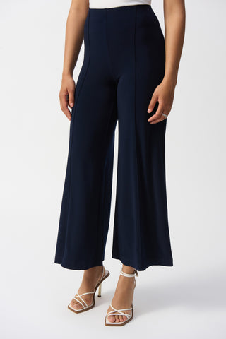 Silky Knit Pull-On Wide-Leg Pants, Midnight Blue