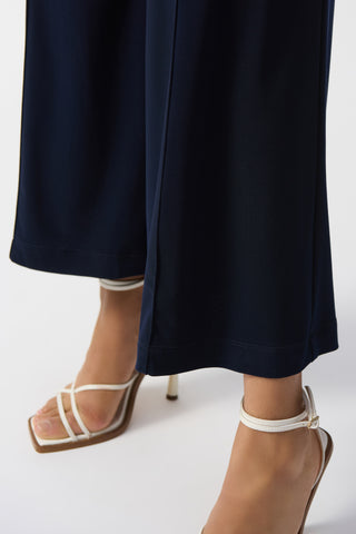 Silky Knit Pull-On Wide-Leg Pants, Midnight Blue