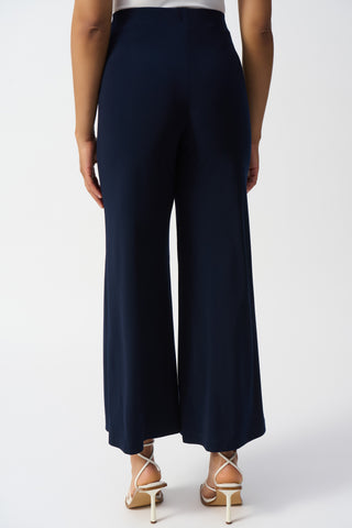 Silky Knit Pull-On Wide-Leg Pants, Midnight Blue