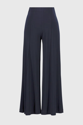 Silky Knit Pull-On Wide-Leg Pants, Midnight Blue