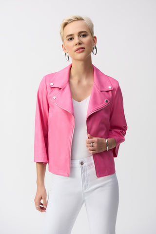 Foiled Faux Suede Swing Jacket, Bubble Gum