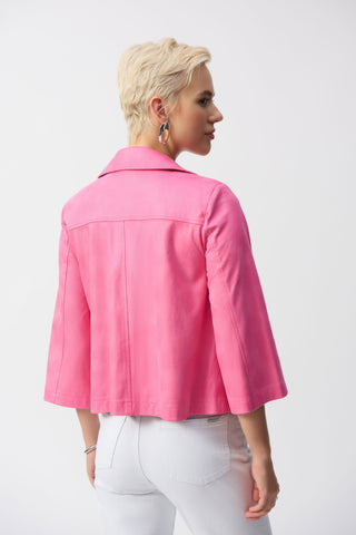 Foiled Faux Suede Swing Jacket, Bubble Gum