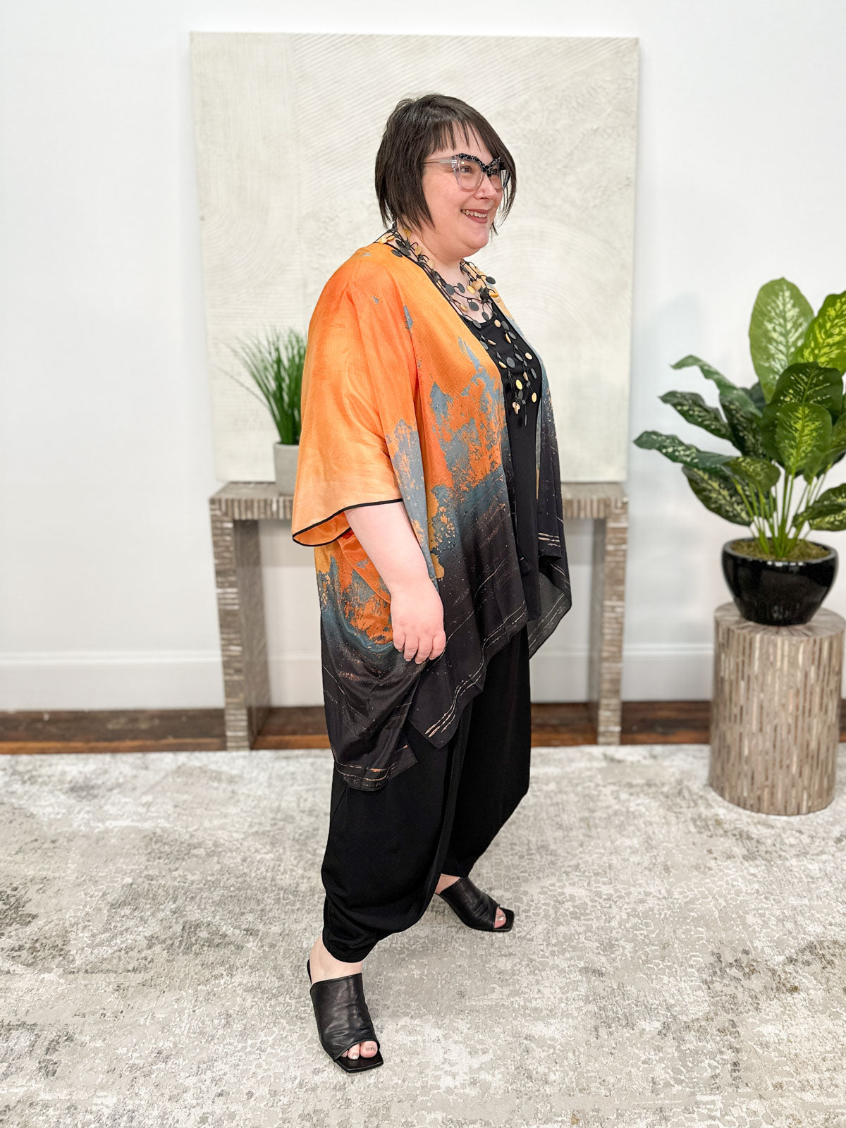 Cocoon House Silk Long Kimono, Sienna Skies - Statement Boutique