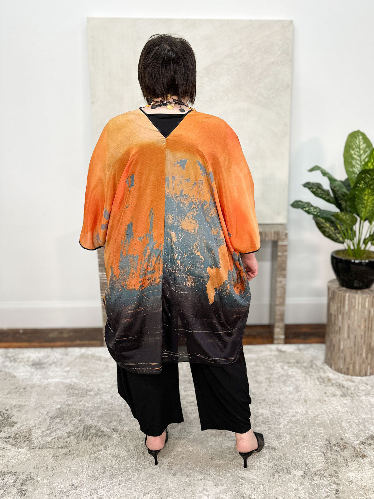 Cocoon House Silk Long Kimono, Sienna Skies - Statement Boutique