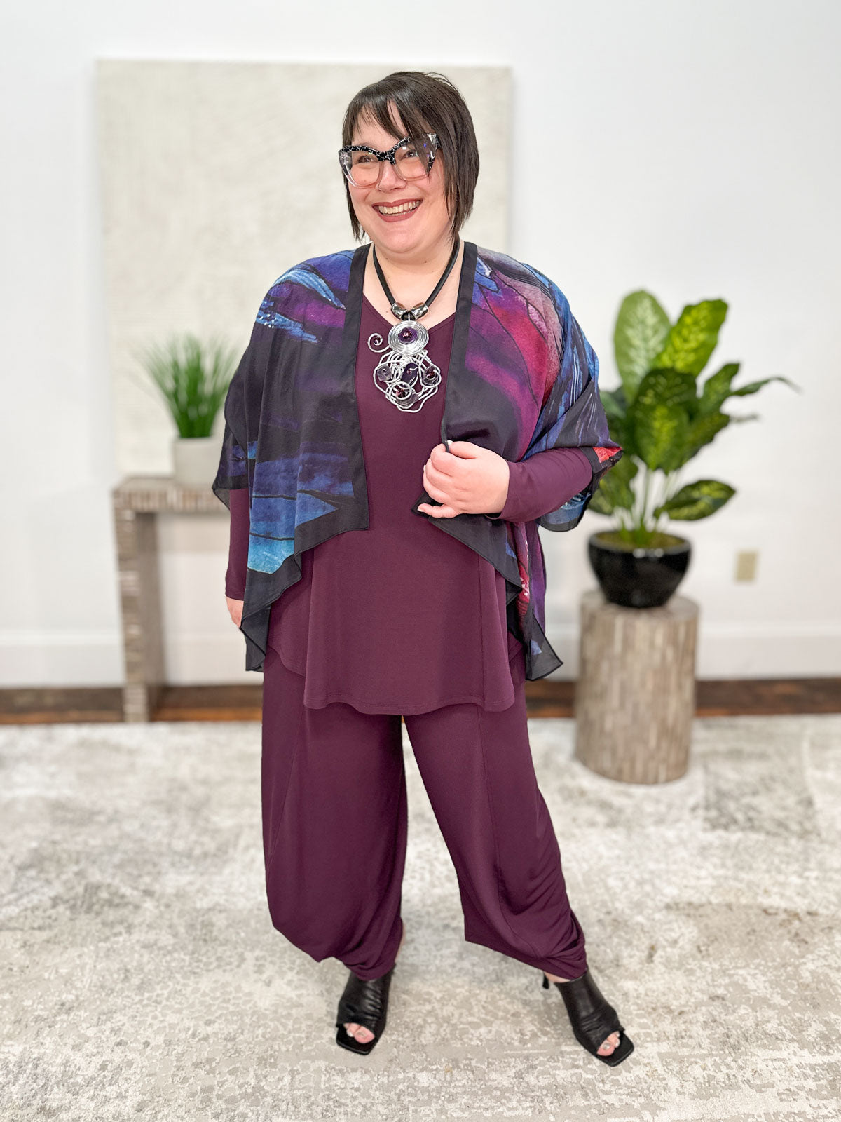 Silk Short Kimono, Purple Passion