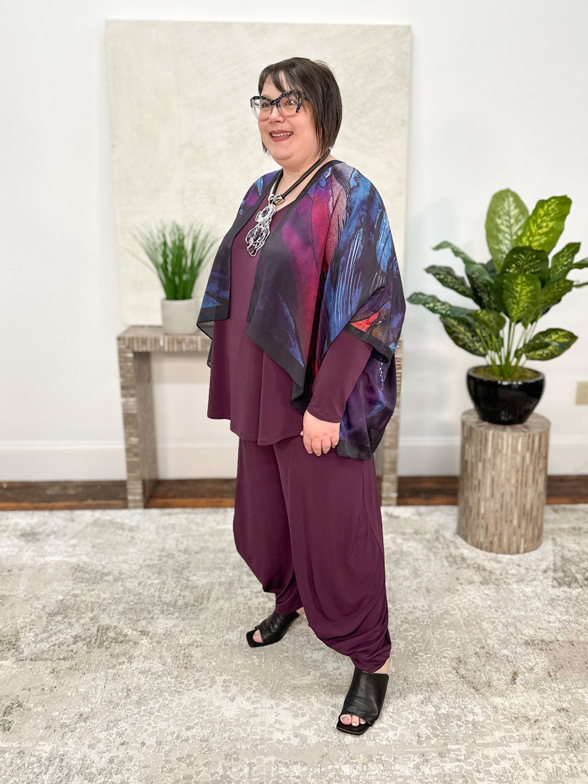 Cocoon House Silk Short Kimono, Purple Passion - Statement Boutique