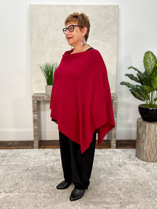 Cashmere Poncho Topper, Cherry