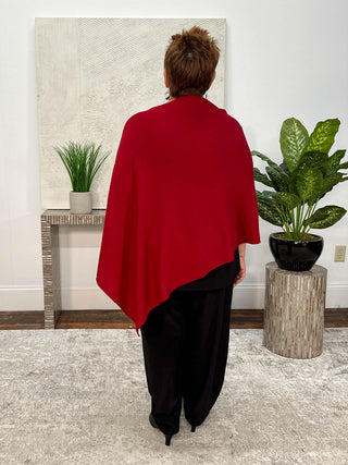 Cashmere Poncho Topper, Cherry