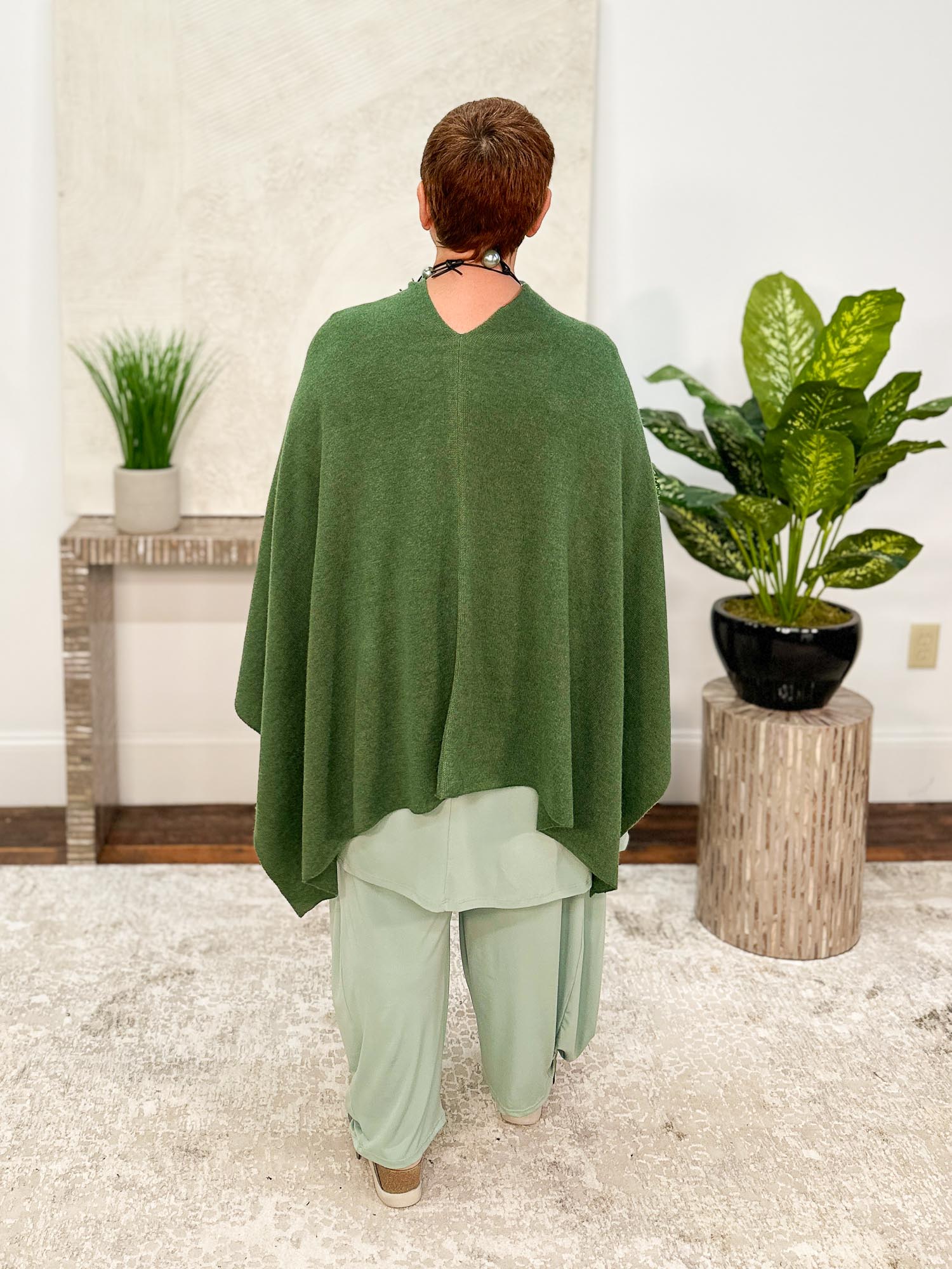 Dolma Cashmere Poncho Topper, Seaweed - Statement Boutique