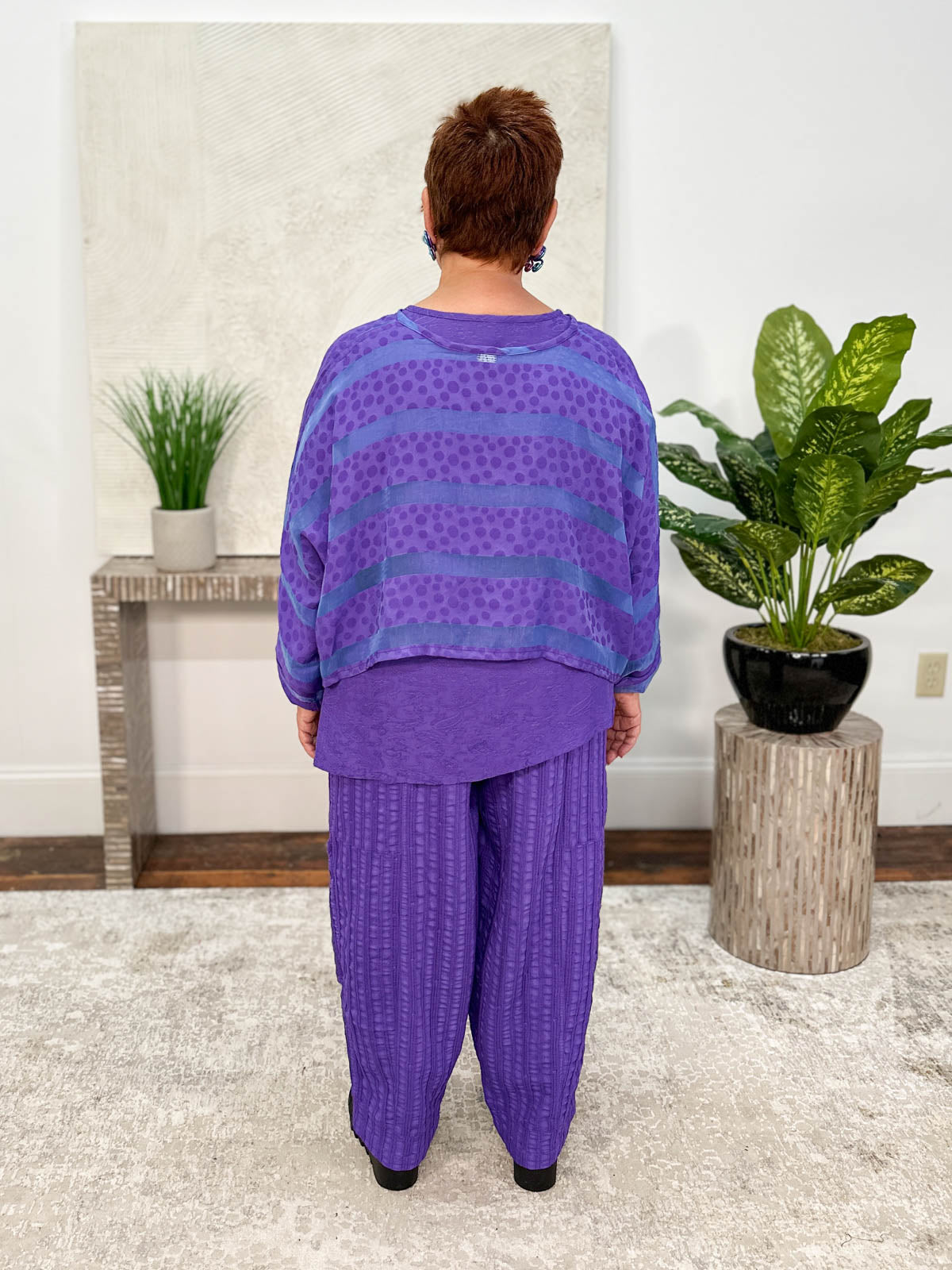 Crop Top, Purple Dotted Stripe