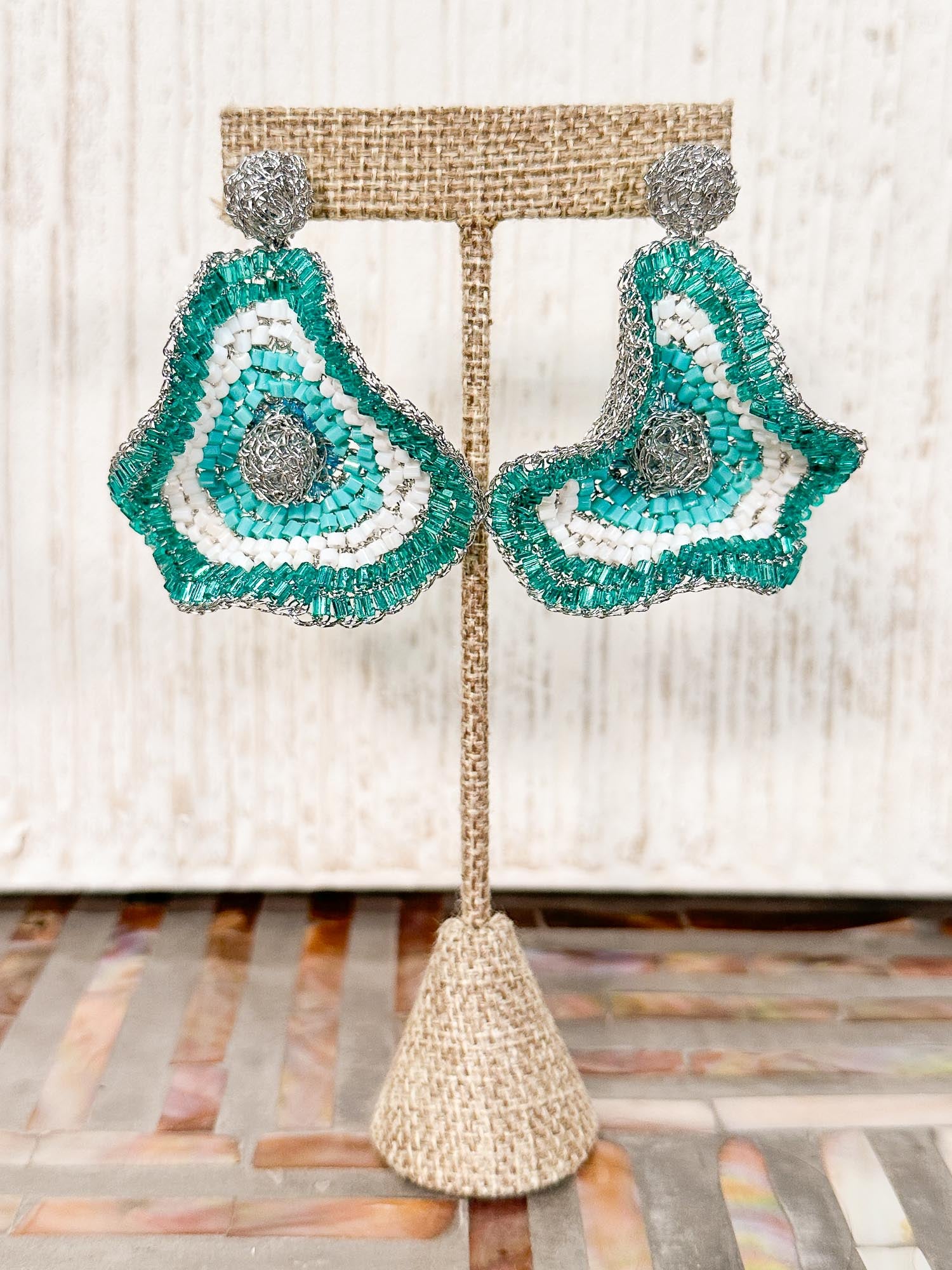 Lavish by Tricia Milaneze Buttercup Crystal Earrings, Silver Teal Mix - Statement Boutique
