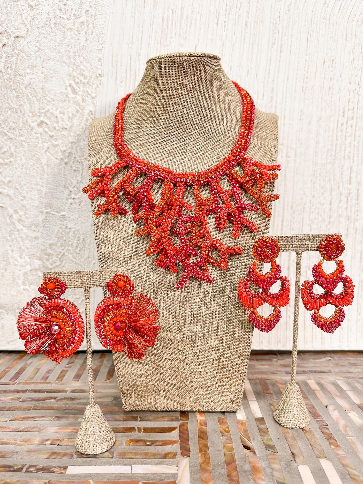 Lavish by Tricia Milaneze Siren Chandelier Earrings, Coral Mix - Statement Boutique