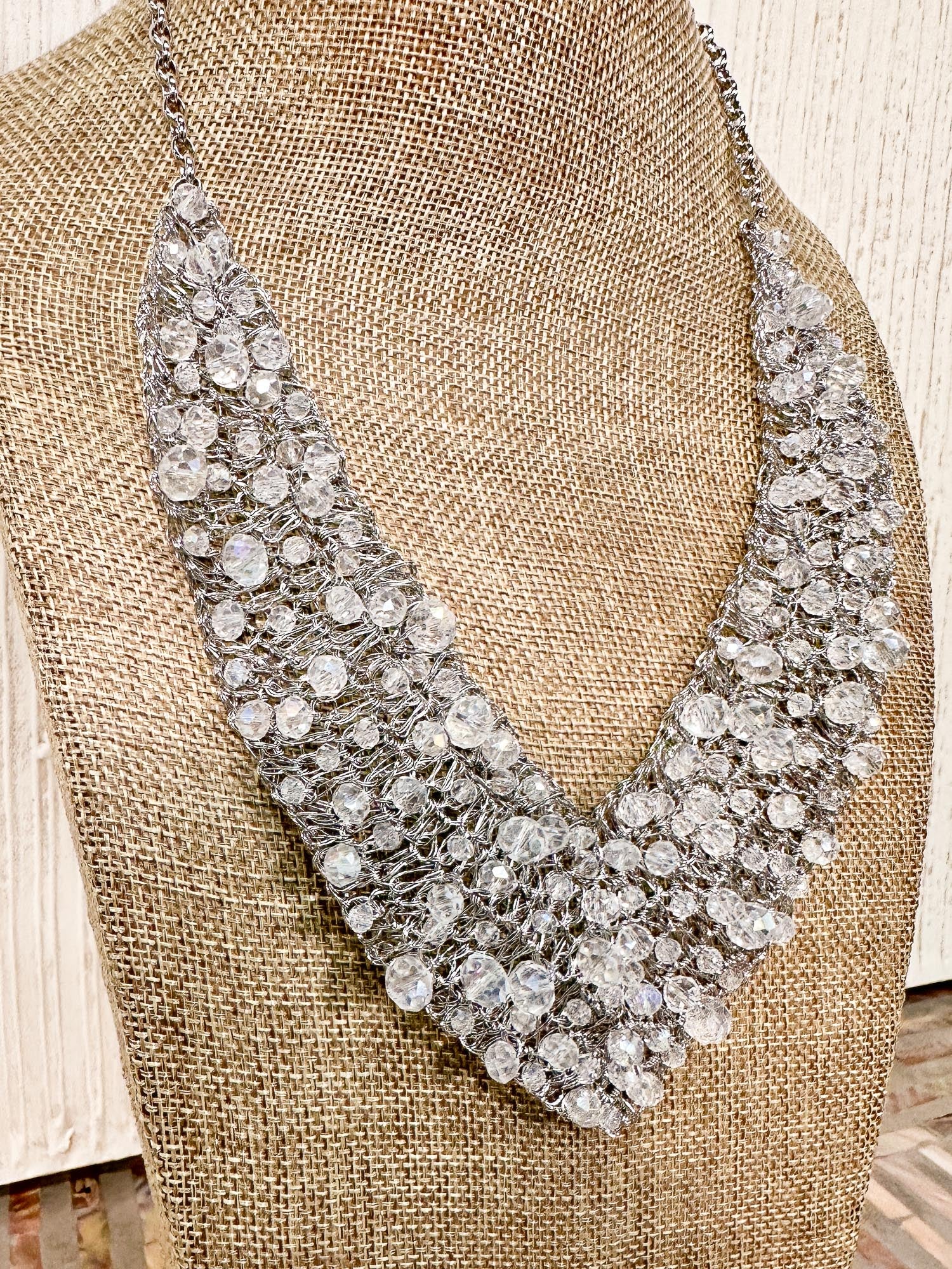 Lavish by Tricia Milaneze Crystal Necklace, Silver Iridescent - Statement Boutique