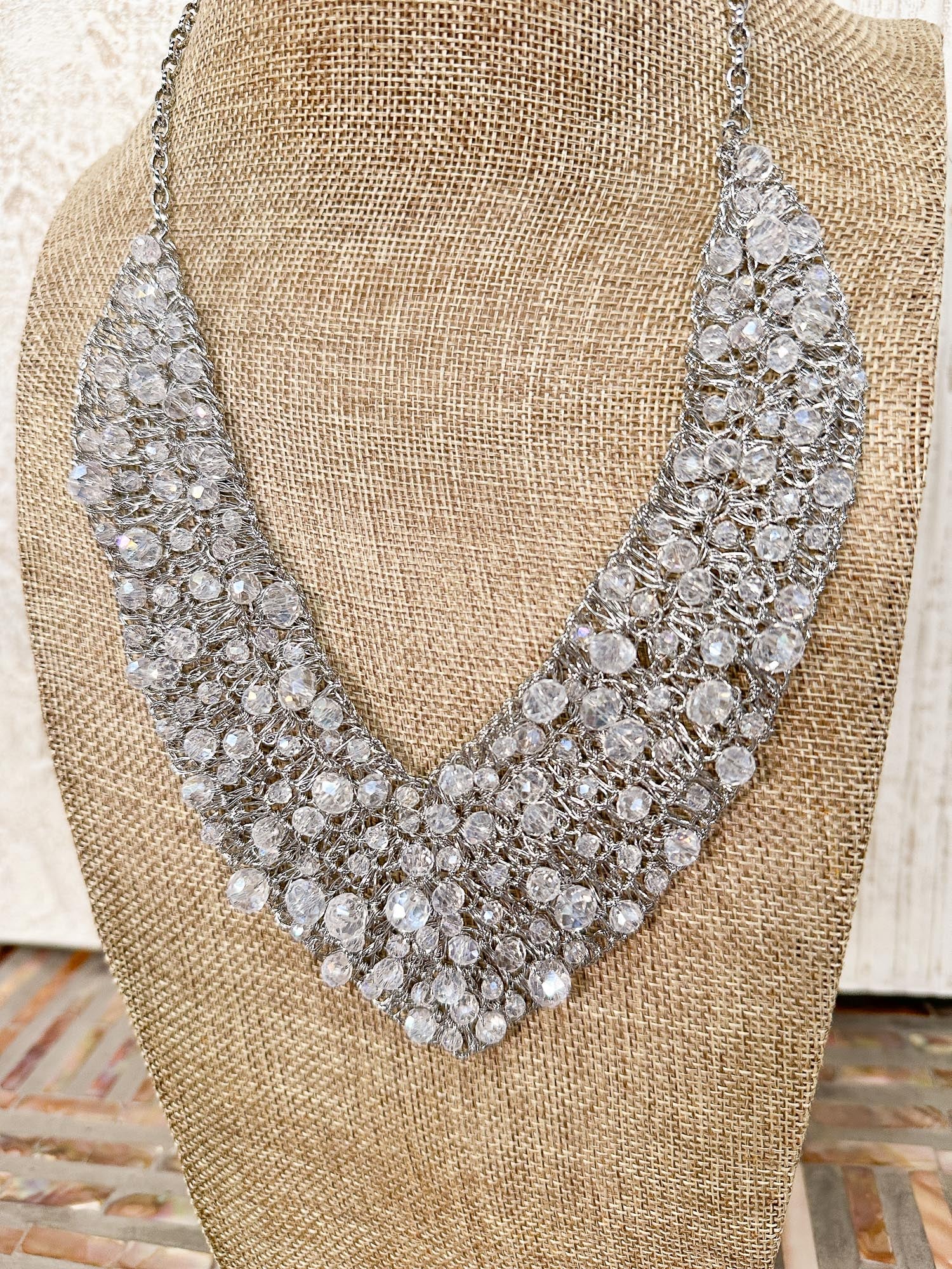 Lavish by Tricia Milaneze Crystal Necklace, Silver Iridescent - Statement Boutique