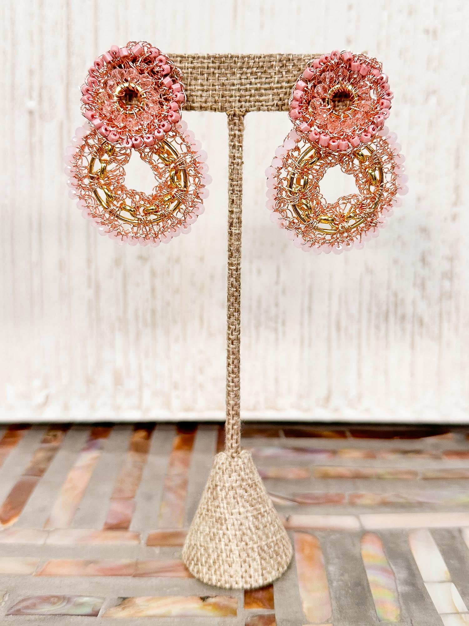 Lavish by Tricia Milaneze Flux Double Earrings, Rose Pink Mix - Statement Boutique