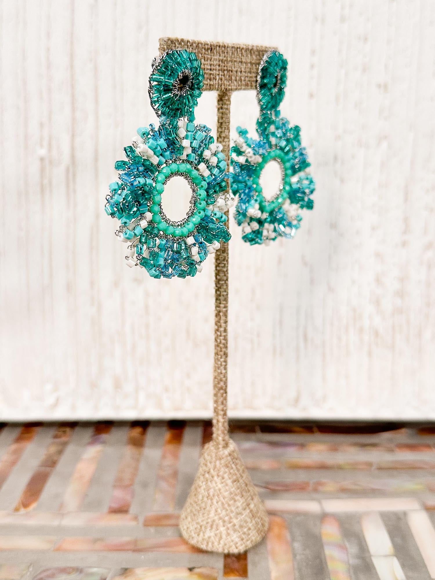 Lavish by Tricia Milaneze Marigold Earrings, Silver Teal Mix - Statement Boutique