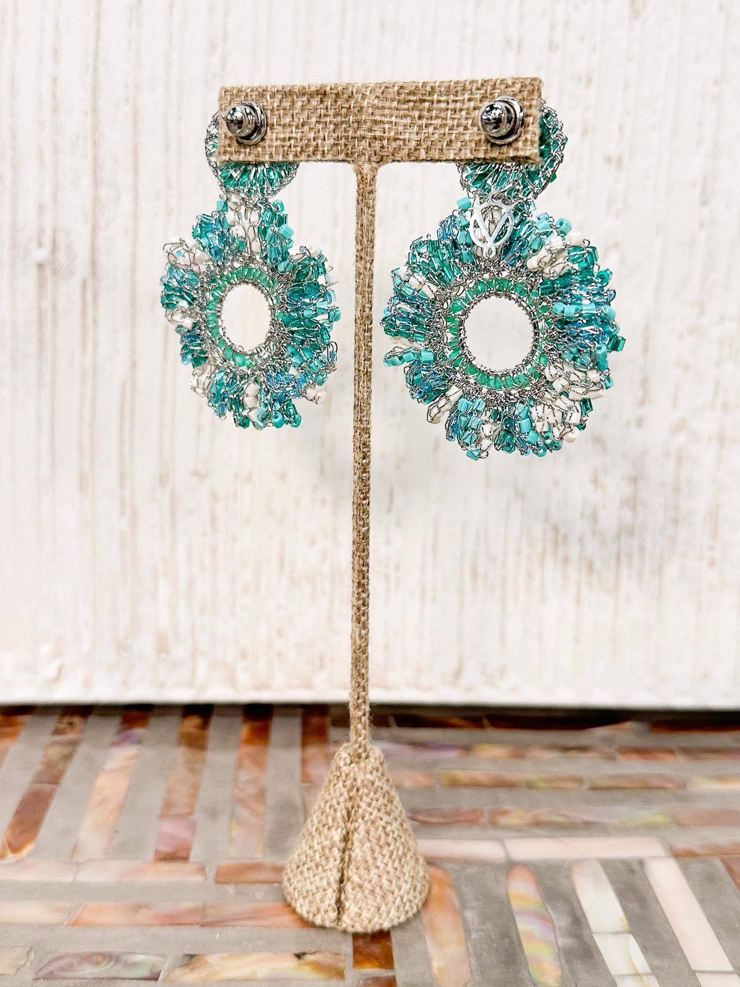 Lavish by Tricia Milaneze Marigold Earrings, Silver Teal Mix - Statement Boutique