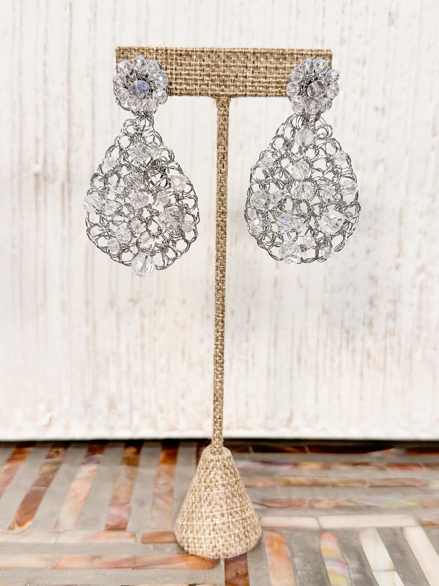 Lavish by Tricia Milaneze Open Mesh Drop Earrings, Silver Iridescent - Statement Boutique