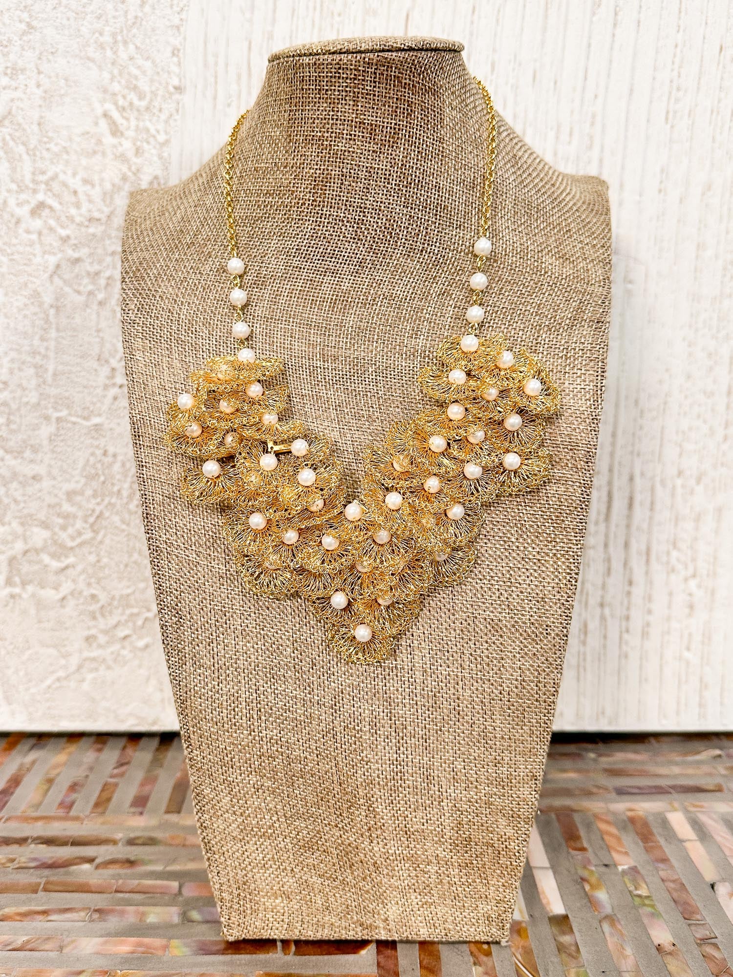Lavish by Tricia Milaneze Shells Necklace, Gold Pearl - Statement Boutique