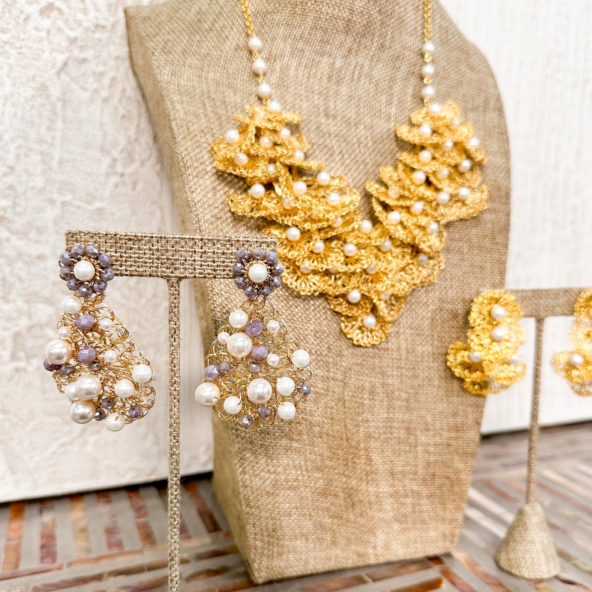 Lavish by Tricia Milaneze Aurora Earrings, Brass Purple Pearl - Statement Boutique