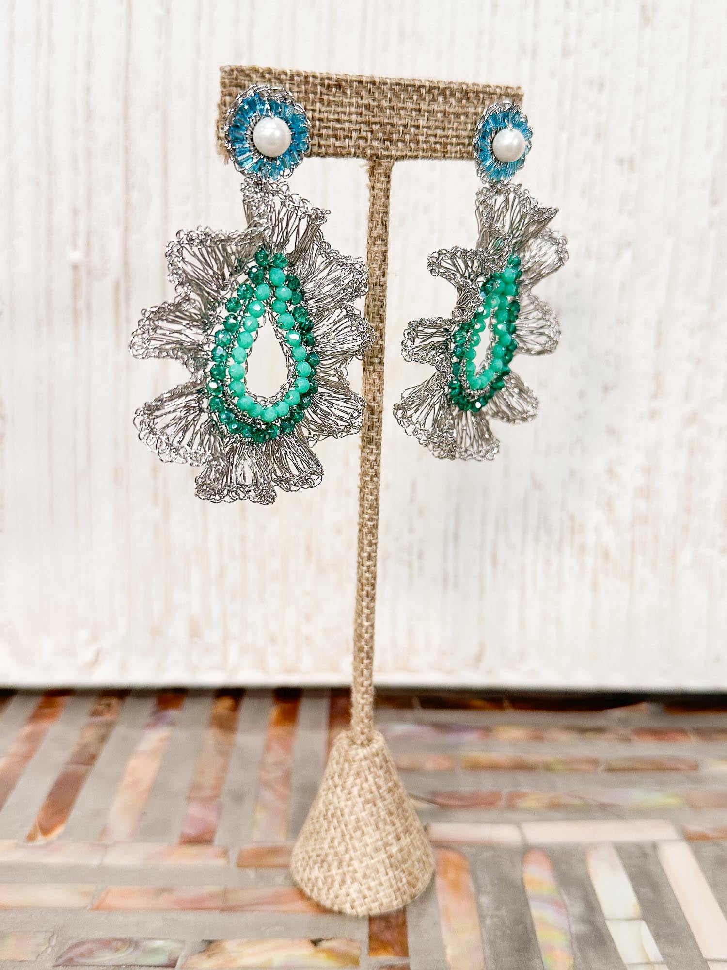 Lavish by Tricia Milaneze Sienna Earrings, Silver Teal Mix - Statement Boutique