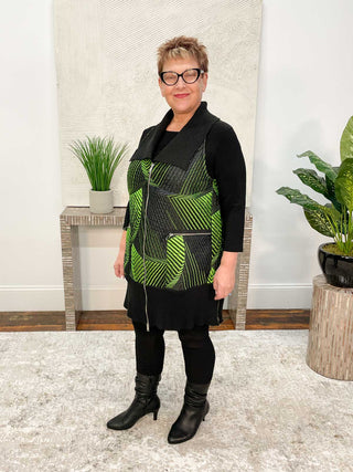 NY 77 Arlene Vest, Black/Green - Statement Boutique