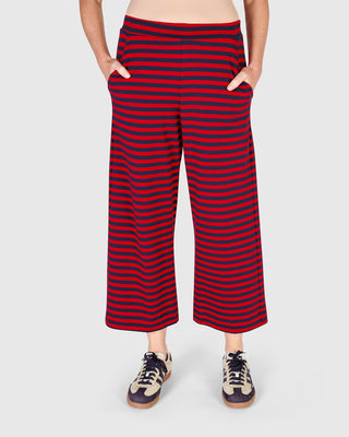 Striped Straight Leg Crop Pant, Red