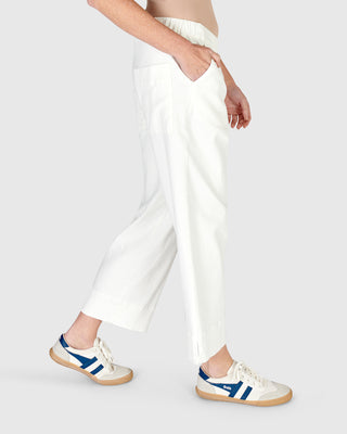 Straight Leg Denim Crop Pant, White