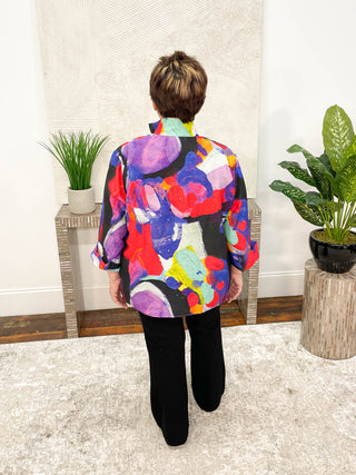 Shana Printed Shirt Jacket, Purple - Statement Boutique