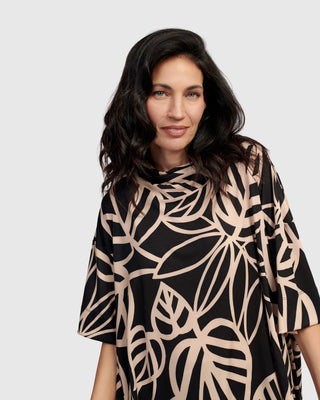 Printed Trapeze Top, Leaves