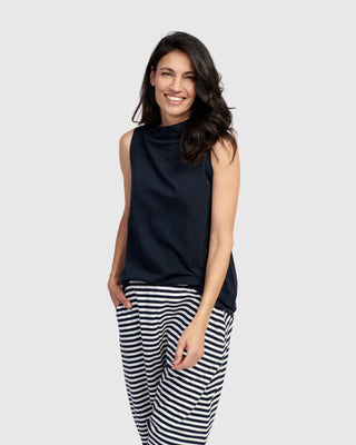 Funnel Neck Tank, Navy