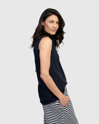 Funnel Neck Tank, Navy