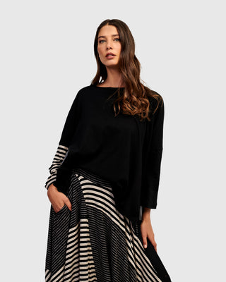 Urban Drop Sleeve Boxy Top, Stripes