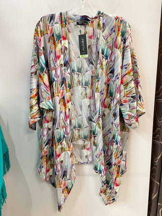 APNY Handkerchief Kimono Cover Up, Paintstroke Multi - Statement Boutique